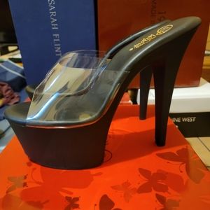 Pleaser mule platform sz11usa clear / blk matte